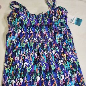 Swim Solutions Tankini Swimsuit Top Womens Size 10 Nwt